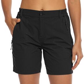 BASUDAM Women's Hiking Shorts Quick Dry Stretch Water Resistant Lightweight Outdoor Zipper Pockets