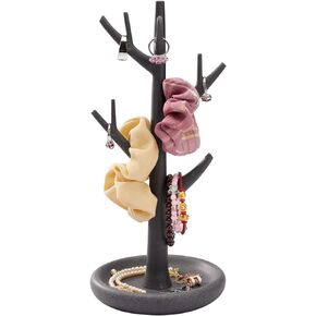 حامل عرض المجوهرات SZYRL، منظم تعليق على شكل برج شجرة لسوار القلادة والأقراط الحلقية، حامل شجرة المجوهرات مع صينية in Kuwait