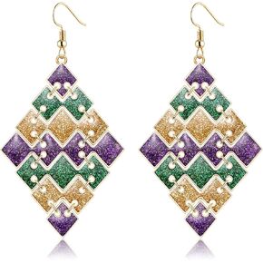 Mardi Gras Earrings for Women Glitter Mask Carnival Drop Earrings Wine Bottle Fleur De Lis Dangle Earrings Carnival Holiday Jewelry Gifts in Kuwait