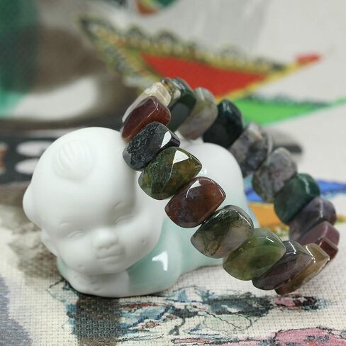 Keleny Semi Precious Stones S Shape Faceted Beaded Stretchable Crystal Bangle 7.5 Inch Unisex in Saudi Arabia