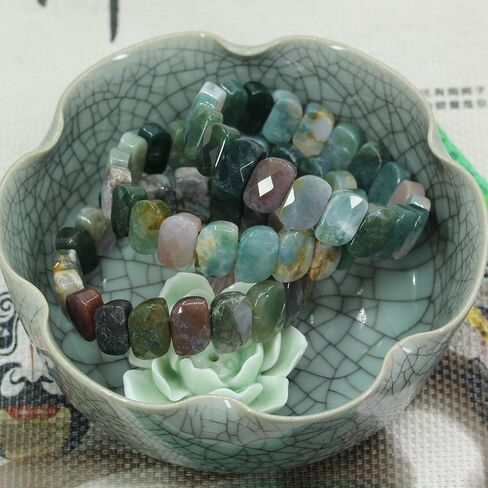 Keleny Semi Precious Stones S Shape Faceted Beaded Stretchable Crystal Bangle 7.5 Inch Unisex in Saudi Arabia