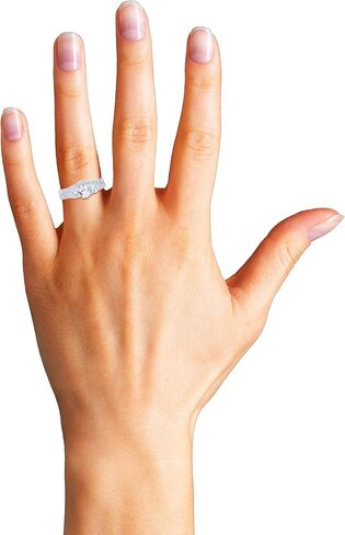 La4ve Diamonds Swarovski Bridal Ring Wedding Set Sterling Silver 3 Stone Prong Set Round-cut AAA Cubic Zirconia Stylish Fashion Jewelry for Women Girls Mom |Gift Box Included in Kuwait