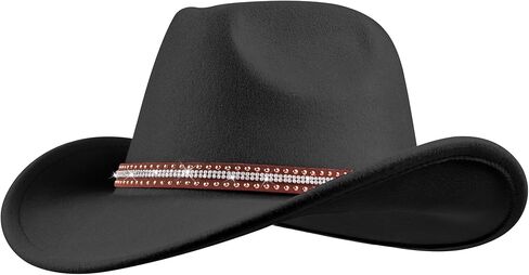 قبعة رعاة البقر من اللباد للنساء والرجال واسعة من قبعات راعية البقر الغربية الكلاسيكية in Kuwait