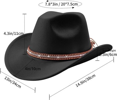 قبعة رعاة البقر من اللباد للنساء والرجال واسعة من قبعات راعية البقر الغربية الكلاسيكية in Kuwait