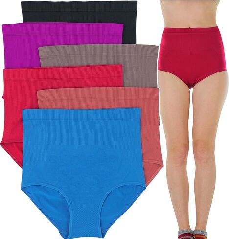 ToBeInStyle Women's 6 Pack High-Waist Compression Control Briefs - Plus Size 2X to 4X in Saudi Arabia