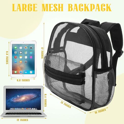 Silkfly 12 Pcs Mesh Backpack in Bulk for School See Through Heavy Duty Bookbags with Adjustable Straps for Kids Boys Girls Students Adults Clear Backpack for Beach, Fitness, Swimming, Outdoor Sports in Saudi Arabia