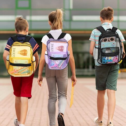 Silkfly 12 Pcs Mesh Backpack in Bulk for School See Through Heavy Duty Bookbags with Adjustable Straps for Kids Boys Girls Students Adults Clear Backpack for Beach, Fitness, Swimming, Outdoor Sports in Saudi Arabia