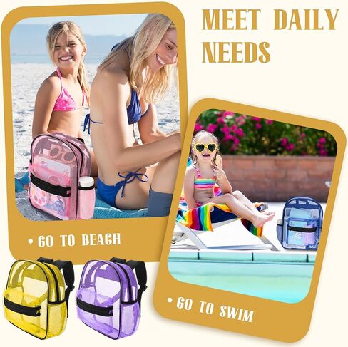 Silkfly 12 Pcs Mesh Backpack in Bulk for School See Through Heavy Duty Bookbags with Adjustable Straps for Kids Boys Girls Students Adults Clear Backpack for Beach, Fitness, Swimming, Outdoor Sports in Saudi Arabia