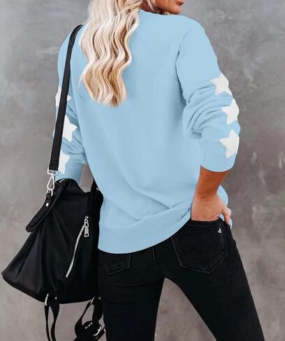 FRYAID Valentine's Day Sweatshirt Women Love Heart Stars Cute Grahic Shirts Casual Long Sleeve Holiday Pullover Tops in Saudi Arabia