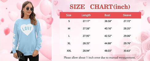 FRYAID Valentine's Day Sweatshirt Women Love Heart Stars Cute Grahic Shirts Casual Long Sleeve Holiday Pullover Tops in Saudi Arabia