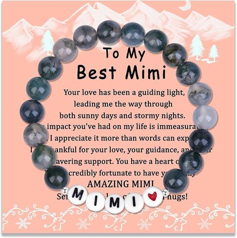 Shine River Christmas Gifts for Nana/Gigi/Mimi/Grandma Natural Moss Agate Bracelet Gifts Xmas Mothers Day Gifts in Saudi Arabia