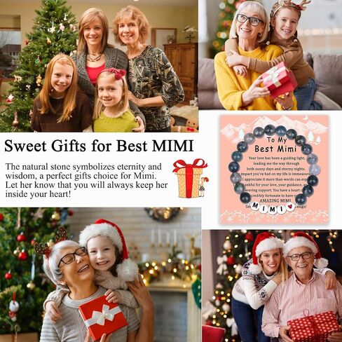 Shine River Christmas Gifts for Nana/Gigi/Mimi/Grandma Natural Moss Agate Bracelet Gifts Xmas Mothers Day Gifts in Saudi Arabia