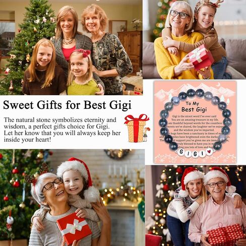 Shine River Christmas Gifts for Nana/Gigi/Mimi/Grandma Natural Moss Agate Bracelet Gifts Xmas Mothers Day Gifts in Saudi Arabia