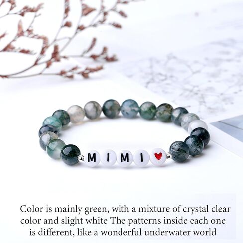 Shine River Christmas Gifts for Nana/Gigi/Mimi/Grandma Natural Moss Agate Bracelet Gifts Xmas Mothers Day Gifts in Saudi Arabia
