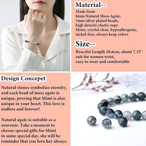 Shine River Christmas Gifts for Nana/Gigi/Mimi/Grandma Natural Moss Agate Bracelet Gifts Xmas Mothers Day Gifts in Saudi Arabia