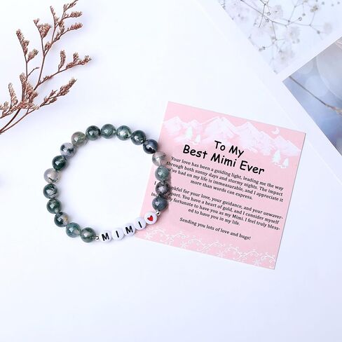 Shine River Christmas Gifts for Nana/Gigi/Mimi/Grandma Natural Moss Agate Bracelet Gifts Xmas Mothers Day Gifts in Saudi Arabia