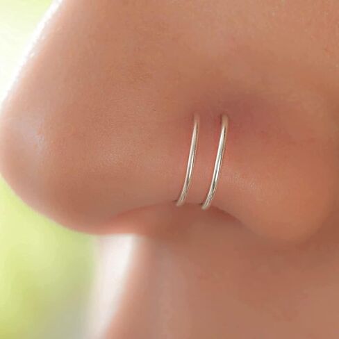 Vitaltyextracts 20G Stainless Steel Nose Rings Spiral Fake Nose Piercing kit, Double Nose Ring Hoop for Single Piercing for Women Girls in Saudi Arabia