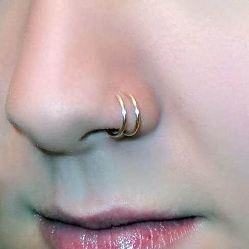 Vitaltyextracts 20G Stainless Steel Nose Rings Spiral Fake Nose Piercing kit, Double Nose Ring Hoop for Single Piercing for Women Girls in Saudi Arabia