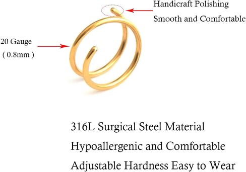 Vitaltyextracts 20G Stainless Steel Nose Rings Spiral Fake Nose Piercing kit, Double Nose Ring Hoop for Single Piercing for Women Girls in Saudi Arabia