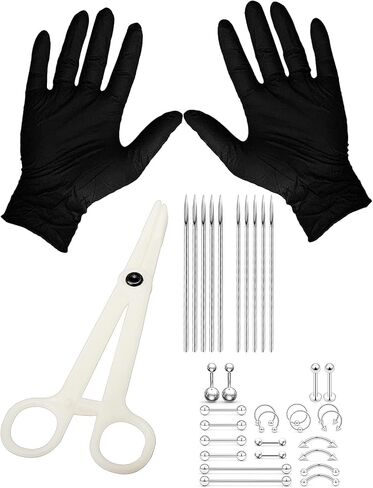 مجموعة ثقب Heienngy حلقات الحاجب من الفولاذ المقاوم للصدأ، حلقة حدوة الحصان، مجوهرات ثقب صناعية، حلقة زر البطن، حلقات الشفاه، الأقراط، حلقات الحلمة، حلقات اللسان للنساء والرجال 14G 16G إبر ثقب in Kuwait