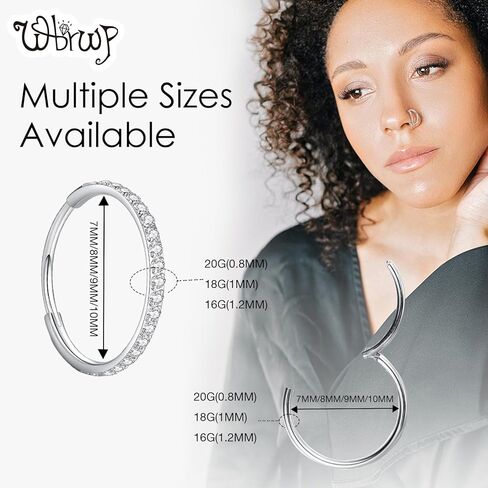 وبروب 3 قطع من حلقات الانف: حلقات انف مزدوجة من الستيل الجراحي 316L 16 غرام 18 غرام 20 غرام بمفصلات من الزركونيا المكعب والحاجز الانفي والشفاه والغضروف والغضروف والغضروف وزنمة الاذن، مجوهرات ثقب الجسم in Kuwait