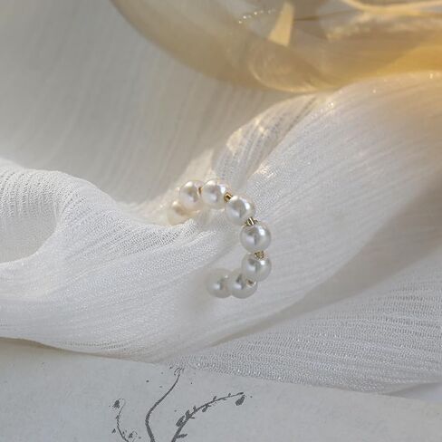 أصفاد أذن لؤلؤية للنساء غير مثقوبة من الغضروف، مشبك على الأقراط، مشبك على شكل غضروف حلزوني، أصفاد أذن قابلة للتعديل، هدايا مجوهرات للفتيات المراهقات in Kuwait