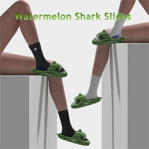 Zureto Shark Slides Unisex, Cute Rainbow Shark Slides Adult, Cloudy Sharks Slides for Women Mens in Saudi Arabia