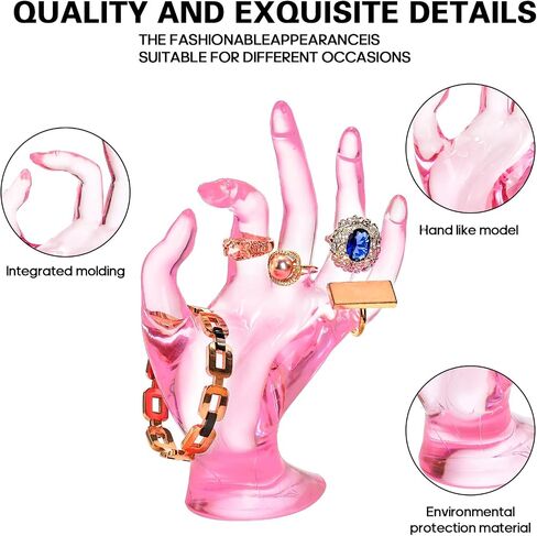 ZOOFOX 4 Pack Hand Jewelry Display Holder, Polyresin Mannequin Shaped Jewelry Organizer, Preppy Jewelry Stand for Bracelet Necklace Ring, Pink Room Decor in Saudi Arabia