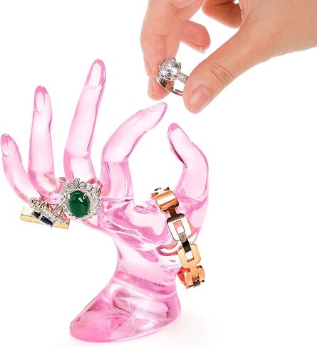 ZOOFOX 4 Pack Hand Jewelry Display Holder, Polyresin Mannequin Shaped Jewelry Organizer, Preppy Jewelry Stand for Bracelet Necklace Ring, Pink Room Decor in Saudi Arabia