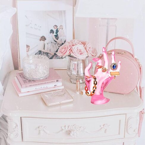ZOOFOX 4 Pack Hand Jewelry Display Holder, Polyresin Mannequin Shaped Jewelry Organizer, Preppy Jewelry Stand for Bracelet Necklace Ring, Pink Room Decor in Saudi Arabia