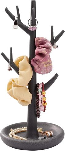 حامل عرض المجوهرات SZYRL، منظم تعليق على شكل برج شجرة لسوار القلادة والأقراط الحلقية، حامل شجرة المجوهرات مع صينية in Kuwait