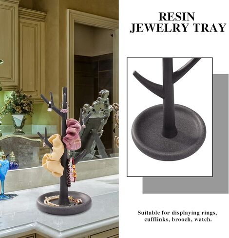 حامل عرض المجوهرات SZYRL، منظم تعليق على شكل برج شجرة لسوار القلادة والأقراط الحلقية، حامل شجرة المجوهرات مع صينية in Kuwait