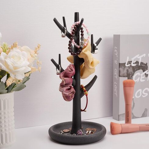 حامل عرض المجوهرات SZYRL، منظم تعليق على شكل برج شجرة لسوار القلادة والأقراط الحلقية، حامل شجرة المجوهرات مع صينية in Kuwait