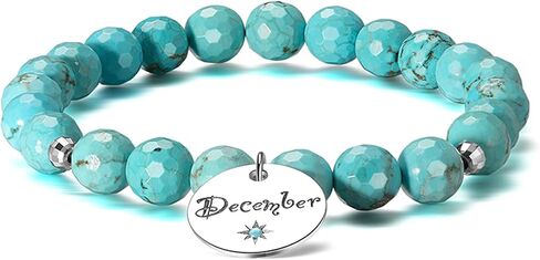 سوار حجر المولد جان ديك، خرز حجري طبيعي الأوجه قابل للتمدد مع خرزات من الفضة الإسترلينية، سوار من أحجار البخت 12 شهرًا، هدايا عيد ميلاد سعيد لعيد الأم وعيد الحب والكريسماس in Kuwait