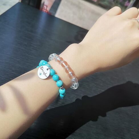 سوار حجر المولد جان ديك، خرز حجري طبيعي الأوجه قابل للتمدد مع خرزات من الفضة الإسترلينية، سوار من أحجار البخت 12 شهرًا، هدايا عيد ميلاد سعيد لعيد الأم وعيد الحب والكريسماس in Kuwait