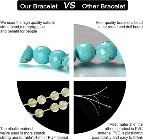 سوار حجر المولد جان ديك، خرز حجري طبيعي الأوجه قابل للتمدد مع خرزات من الفضة الإسترلينية، سوار من أحجار البخت 12 شهرًا، هدايا عيد ميلاد سعيد لعيد الأم وعيد الحب والكريسماس in Kuwait