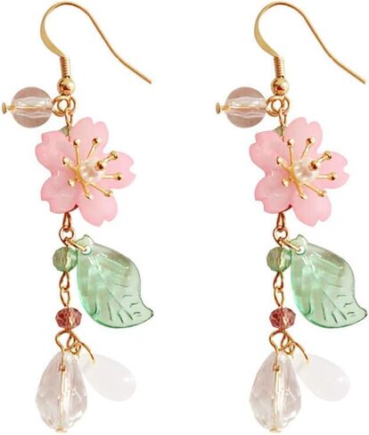 Wonlte Flower Earrings for Women Dangling, White Flower Stud Earrings Cherry Blossoms Sakura Daisy Floral Teardrop Lily Fairy Leaf Petal Drop Spring Women Accessories in Saudi Arabia