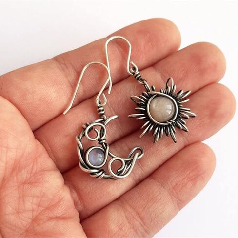 Boho Sun Moon and Stars Drop Dangle Earrings,Bohemian Statement Earrings for Women Girls Asymmetrical Celestial Jewelry Gift in Kuwait