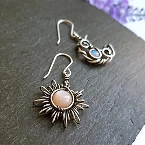 Boho Sun Moon and Stars Drop Dangle Earrings,Bohemian Statement Earrings for Women Girls Asymmetrical Celestial Jewelry Gift in Kuwait