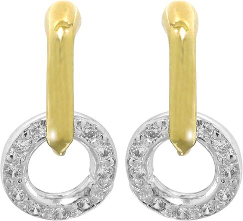 أقراط جون ميديروس ديامانتي الدائرية بأحجار الزركونيا المكعبة، أقراط متدلية مصنوعة من الروديوم والذهب مثالية كهدية للنساء، أقراط متدلية من الزركونيا المكعبة ذات لونين in Kuwait