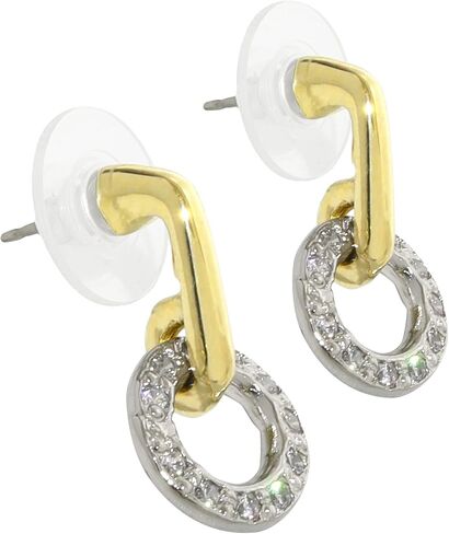 أقراط جون ميديروس ديامانتي الدائرية بأحجار الزركونيا المكعبة، أقراط متدلية مصنوعة من الروديوم والذهب مثالية كهدية للنساء، أقراط متدلية من الزركونيا المكعبة ذات لونين in Kuwait