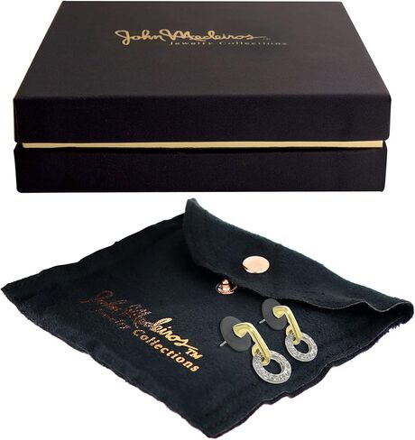 أقراط جون ميديروس ديامانتي الدائرية بأحجار الزركونيا المكعبة، أقراط متدلية مصنوعة من الروديوم والذهب مثالية كهدية للنساء، أقراط متدلية من الزركونيا المكعبة ذات لونين in Kuwait