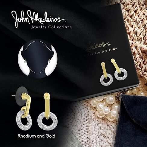 أقراط جون ميديروس ديامانتي الدائرية بأحجار الزركونيا المكعبة، أقراط متدلية مصنوعة من الروديوم والذهب مثالية كهدية للنساء، أقراط متدلية من الزركونيا المكعبة ذات لونين in Kuwait