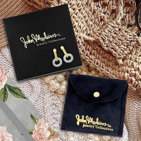 أقراط جون ميديروس ديامانتي الدائرية بأحجار الزركونيا المكعبة، أقراط متدلية مصنوعة من الروديوم والذهب مثالية كهدية للنساء، أقراط متدلية من الزركونيا المكعبة ذات لونين in Kuwait