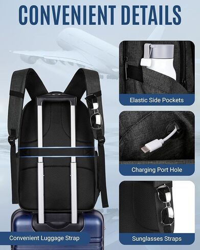 LIGHT FLIGHT Travel Backpack, Laptop Backpack for Men,17.3 Inch Computer Backpack Business Back Pack, Work Bag with USB Charging Hole, 40L Large Casual Daypack, Black grey in Kuwait