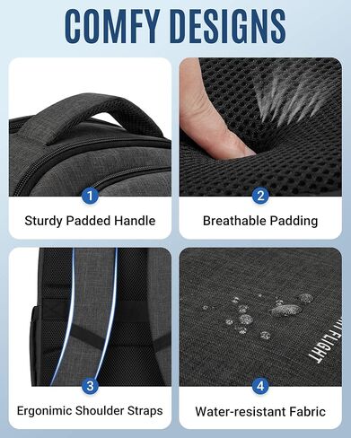 LIGHT FLIGHT Travel Backpack, Laptop Backpack for Men,17.3 Inch Computer Backpack Business Back Pack, Work Bag with USB Charging Hole, 40L Large Casual Daypack, Black grey in Kuwait