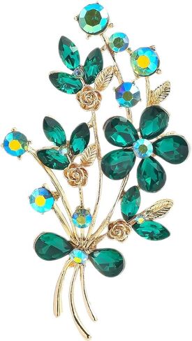 YOQUCOL Red Colour Zircon Crystal Poppy Flower Bouquet Shape Brooch Pins for Woman Girls Gift in Kuwait