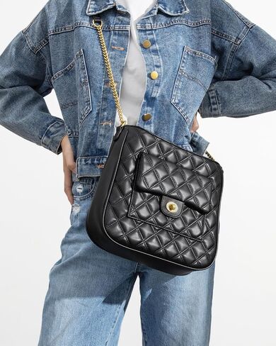 Vulkitty Crossbody Bag for Women, Quilted Crossbody Handbags Trendy Leather Purse Shoulder Bag with Adjustable Chain Strap in Saudi Arabia
