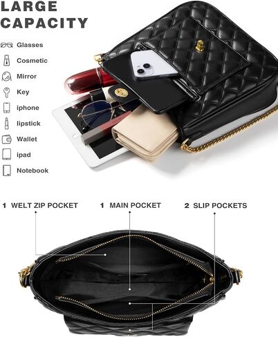 Vulkitty Crossbody Bag for Women, Quilted Crossbody Handbags Trendy Leather Purse Shoulder Bag with Adjustable Chain Strap in Saudi Arabia