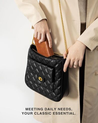 Vulkitty Crossbody Bag for Women, Quilted Crossbody Handbags Trendy Leather Purse Shoulder Bag with Adjustable Chain Strap in Saudi Arabia